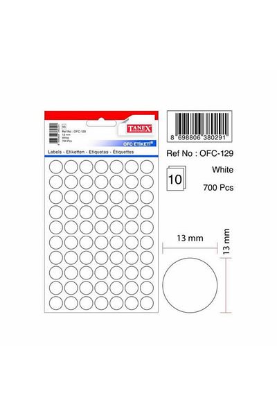 Tanex Ofc-129 Λευκό αυτοκόλλητο γραφείου 10 τεμαχίων