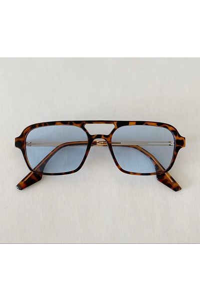 LOOKUP Vintage Square Leopard Sunglasses Plain Glasses Women Men Metal Shades Uv 400 Protection