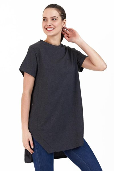 Slazenger Mıdorı Kadın T-shirt Koyu Gri Antrasit Gri Tişört Kadın Tişört