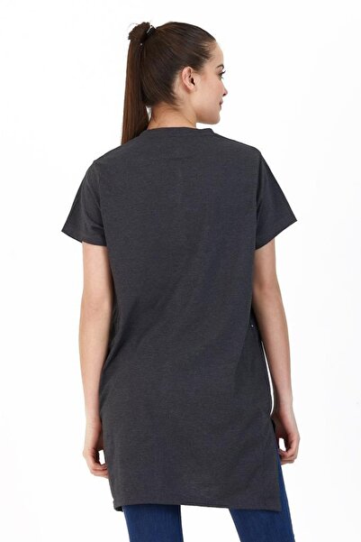 Slazenger Mıdorı Kadın T-shirt Koyu Gri Antrasit Gri Tişört Kadın Tişört