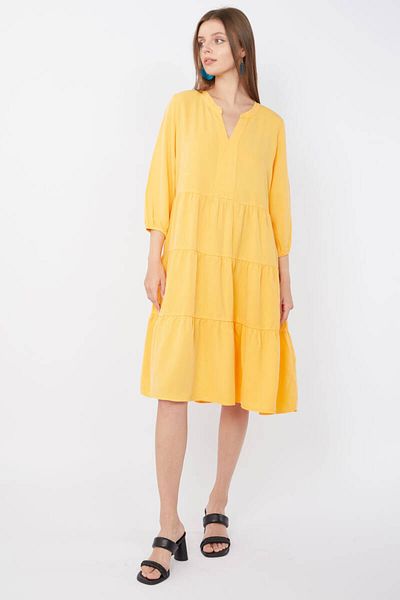MARKAPIA Women's Gathered Dress Yellow