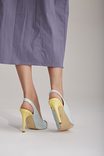 AYAKKABI PRENSİ Azure Baby Blue Sari 10 Cm Pantofi Clasici De Damă Cu Toc