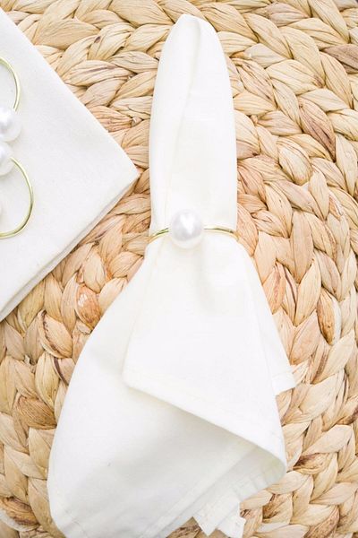 Emtory Home Δαχτυλίδι χαρτοπετσέτας Creative Gold Ring 6 τεμαχίων με μονό μαργαριτάρι