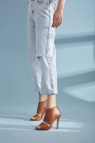 AYAKKABI PRENSİ 6466 Tan Matte 10 cm Women's Classic Heeled Shoes