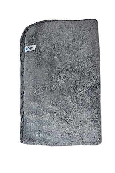 Spark (2 Adet) 2316 Mikrofiber Peluş Oto Kurulama Ve Temizlik Bezi Büyük Boy 60x90 Cm. Gri