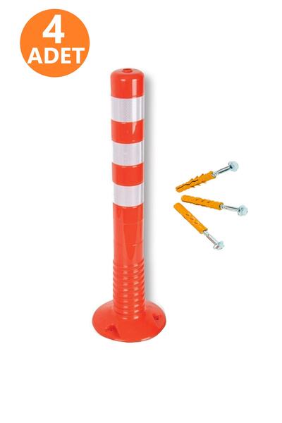 ŞENEL 4 Adet Delinatör 75 Cm Otopark Trafik Plastik Yol Duba Güvenlik Delinatörü