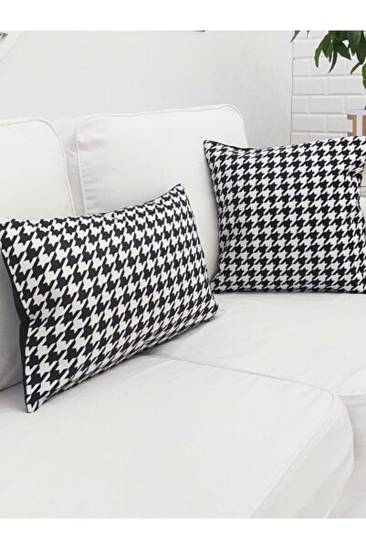 Körfez Kırlent Kaz Ayağı Tay Tüyü Kırlent Kılıfı 2li Kombin Set