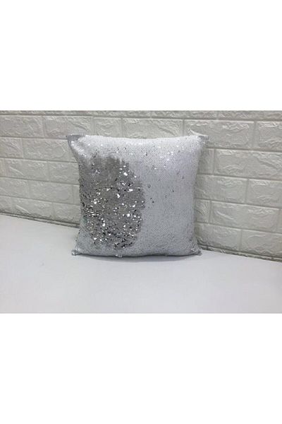 Paris Life Sequined Throw Pillow Cover - (white-silver)