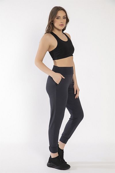 Crozwise Jogger - Γυναικείο αθλητικό κολάν Anthracite με τσέπες - 3184-06