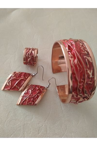 SALTANAT TAKI Red 3 Piece Copper Jewelry Set
