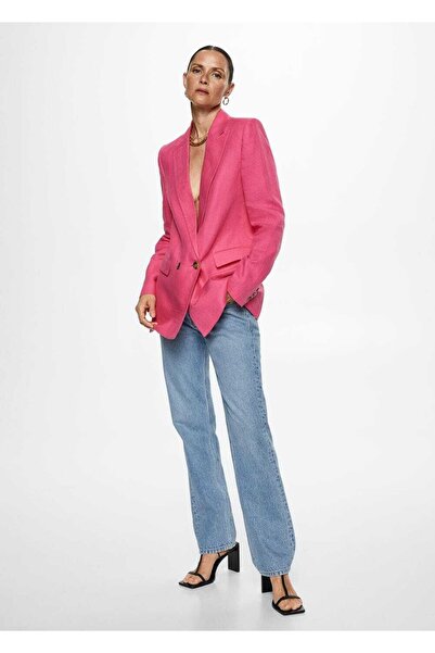 MANGO Woman 100% Linen Fabric Blazer Jacket