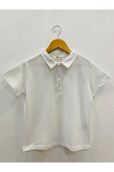 Çikoby Boy's Polo Neck Short Sleeve White T-Shirt