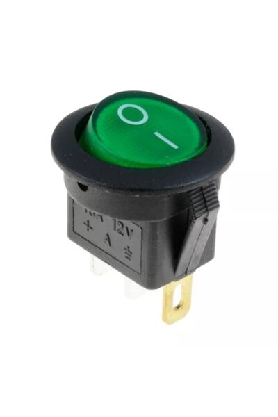 Genel Markalar Yuvarlak Anahtar On-off 3p 12volt 20a 20mm 12v Yeşil