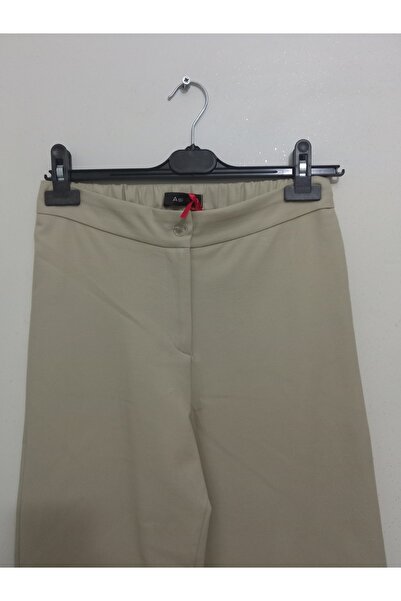 GGMM Boru Paça Krem Pantolon Beli Lastikli