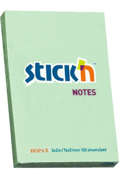 Gıpta Stickn Eco Notes ورق ملاحظات لاصق باللون الأخضر الباستيل 100 ورقة 76 × 51 مم