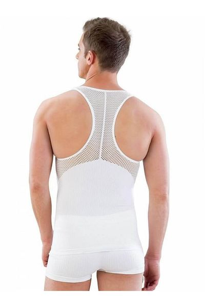 Emay White E1009 Mesh Men's Corset Undershirt