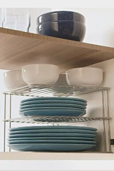 Kitchen Store 3-Tier Plate Rack In-Cabinet Plate Kitchen And Counter Organizer Shelf Kitchen Shelf