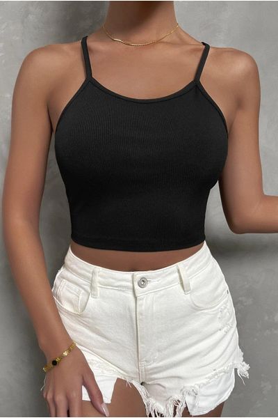 Fancy&Dancy Women's Black Camisole Tie Blouse