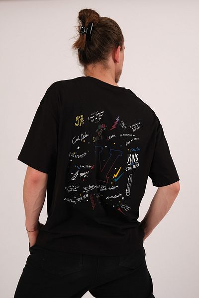 Pasage Μαύρο Oversize Cool Dude εμπριμέ μπλουζάκι
