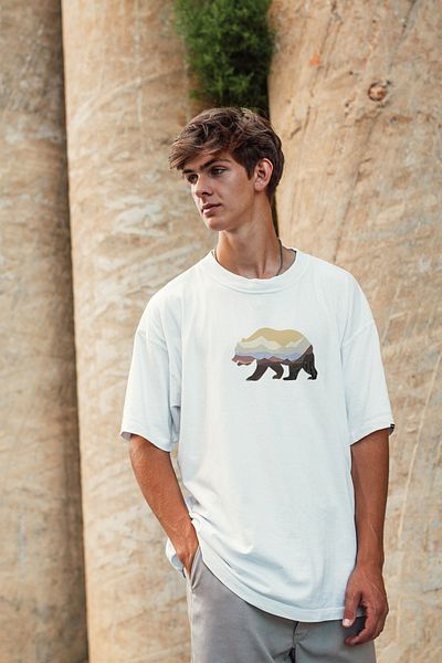 Pasage Sc Plus Oversize Colorful Bear με στάμπα λευκό μπλουζάκι