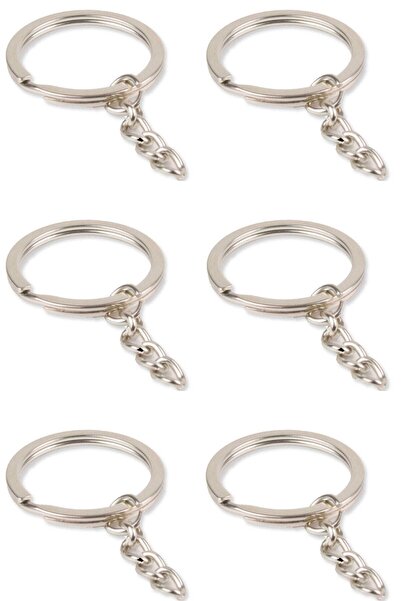 ELGALA Keychain Ring Metal Silver Color 50 Pcs