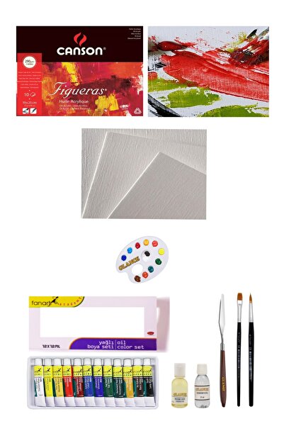 GLANCE Canson Figueras 19x25cm Blok 290gr 10 Yp Fanart 12x12 Yağlı Boya Seti