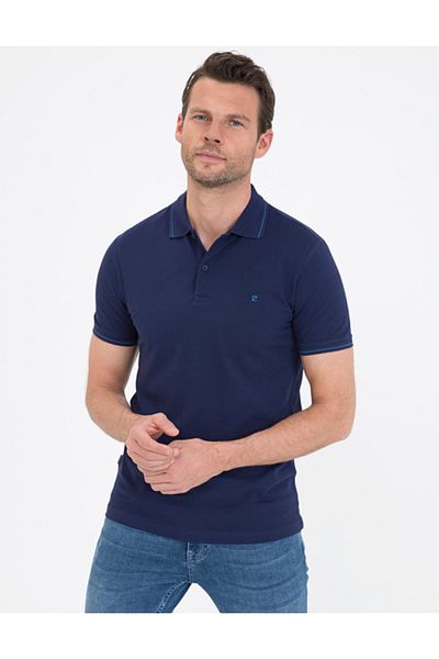 Pierre Cardin Μπλουζάκι με λαιμόκοψη μπλέ Navy Blue Slim Fit Basic Polo Neck T-shirt