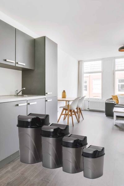 Tuffex Yutan Kapaklı 4 Boy Mutfak Banyo Çöp Kovası 25 Lt - Gri