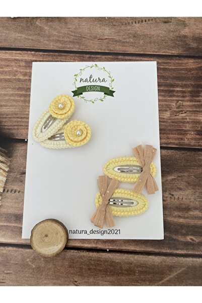 NATURA DESİGN Set de 4 bucăți de împletit cu cataramă și fundă