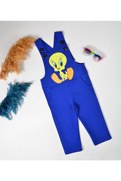 KİDSPİTİRCİK Unisex Children's Blue Tweety Printed Salopet Without Bad