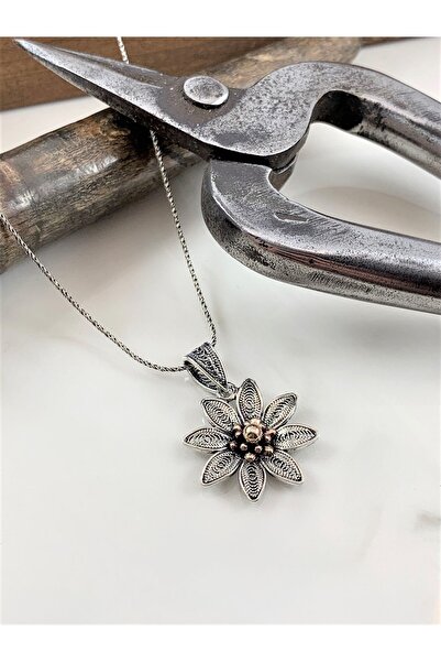 Doğan Silver Telkari Işlemeli Elişi Tasarım Gümüş Kolye 21417