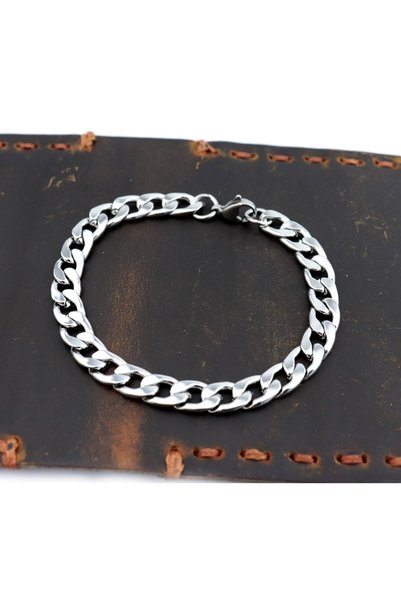 PİGADO Unisex Steel Bracelet with Crushing Chain