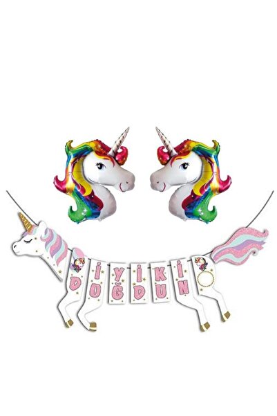 parti sürprizi Set de baloane din folie curcubeu în formă de unicorn