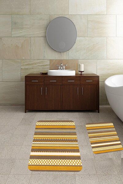 uygun dekor Banyo Halısı Ikili Klozet Takımı Kaymaz Tabanlı Banyo Paspas Takı...