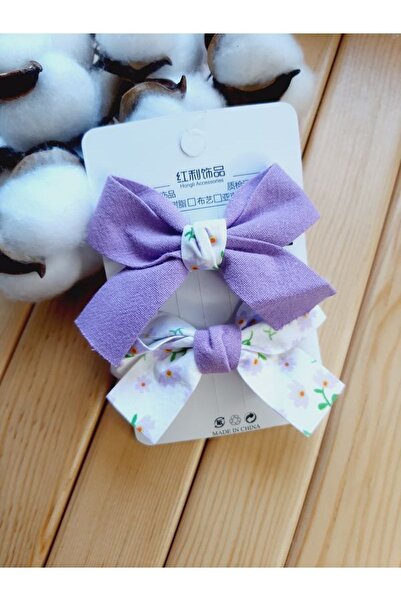 EyER Shoping 2 Πακέτα Κλιπ Κορδέλας με λουλούδια Μωβ