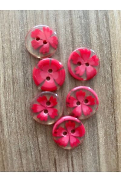 Öztürk Transparent Rosebud Patterned Baby Button. 1.5cm 6 Pack