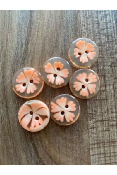 Öztürk Transparent Rosebud Patterned Baby Button. 1.5cm 6 Pack