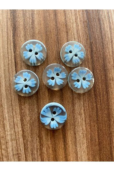 Öztürk Transparent Rosebud Patterned Baby Button. 1.5cm 6 Pack