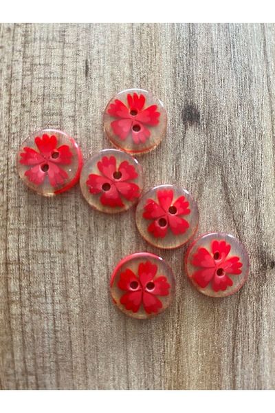 Öztürk Transparent Rosebud Patterned Baby Button. 1.5cm 6 Pack