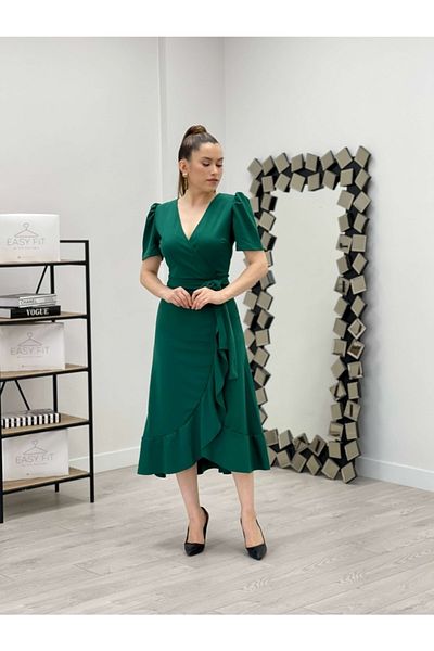giyimmasalı Μίντι Φόρεμα Crep Fabric - Emerald Green