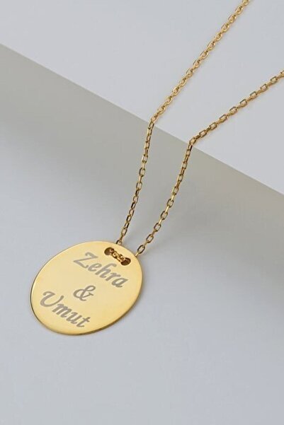 Redstone Store 925 Ayar Gümüş Isimli Yuvarlak Plaka Kolye