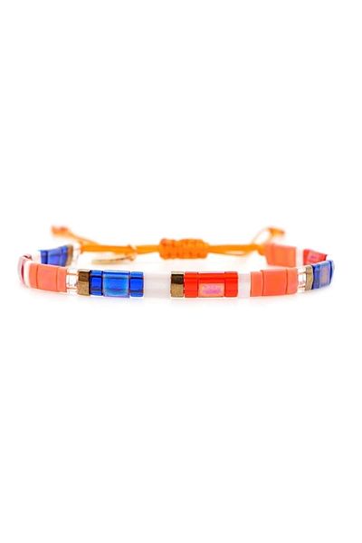 NAZLI TAKILAR Adjustable Women's Miyuki Tila Bracelet in Red Colors