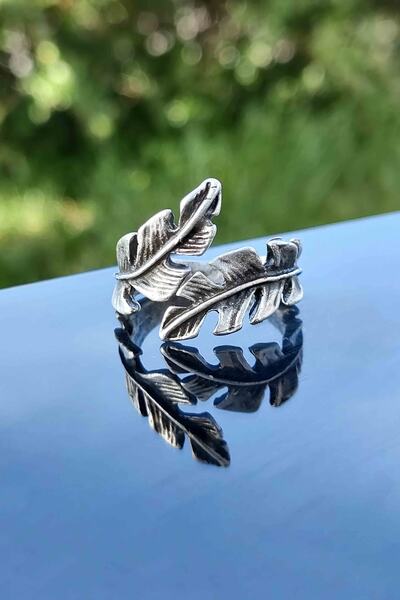 TREND COLLECTİON Kuş Tüyü Model Gümüş Kaplama Ayarlanabilir Kadın Yüzük