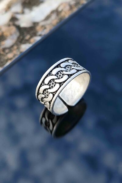 TREND COLLECTİON Gümüş Zincir Desen Model Ayarlanabilir Unisex Yüzük