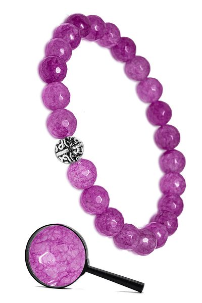 Tesbih Atölyesi Certified Silver Faceted Natural Strawberry Quartz Stone Bracelet