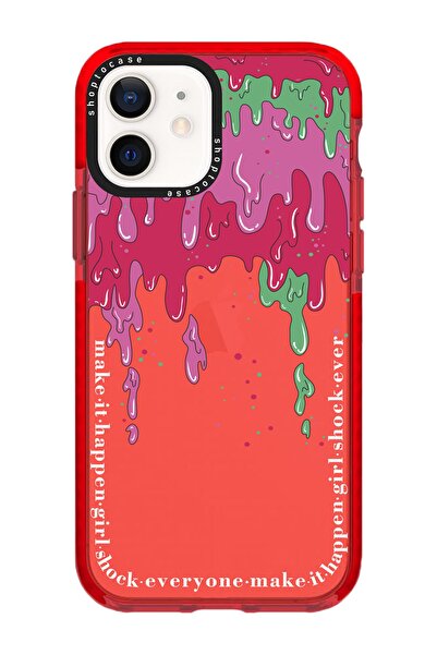 shoptocase Iphone 12 Uyumlu Kırmızı Impact Color Cream Tasarımlı Telefon Kılıfı