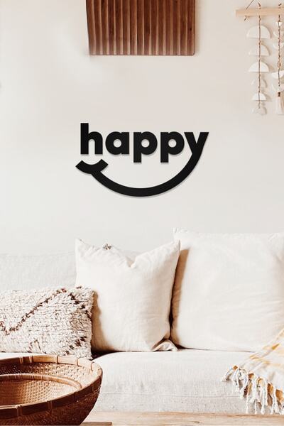 AHWALL Διακοσμητικό Ξύλινο Τραπέζι με Θέμα Ευτυχία