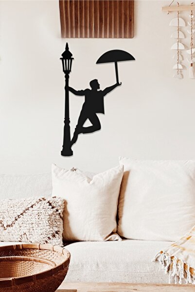 AHWALL Tablou decorativ din lemn cu temă Om care ține o umbrelă