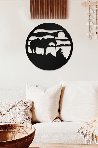 AHWALL Διακοσμητικό ξύλινο τραπέζι με θέμα το άλογο και τη φύση