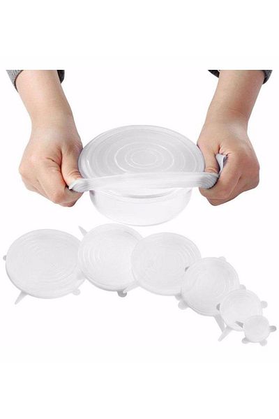 Kumpazar 6-Piece Silicone Stretch Pot Set - Plate Lid, Cup and Watermelon Cap